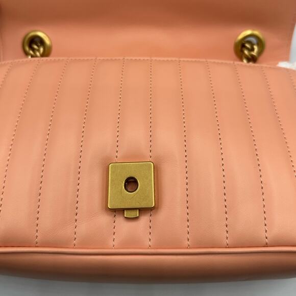 GUCCI GG Marmont Small Matellasé Shoulder Bag Peach - Picture 10 of 14